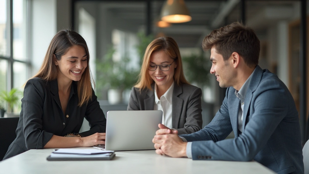 Команда профессионалов работает совместно за столом с ноутбуками и документами
