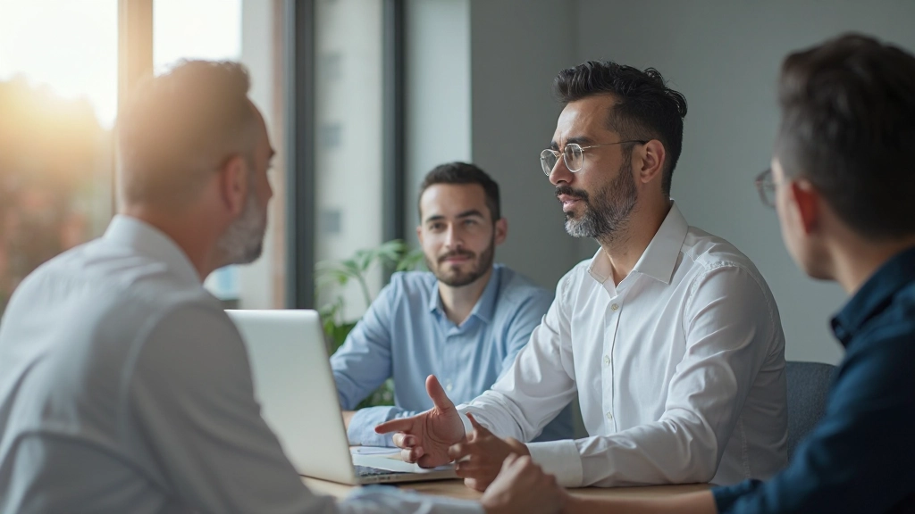 Профессиональная фотография руководителя на видеоконференции с командой